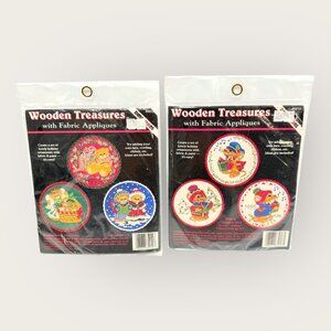 Lot of 2 Holiday Ornament Craft Kits Wooden Treasures Mice Bears